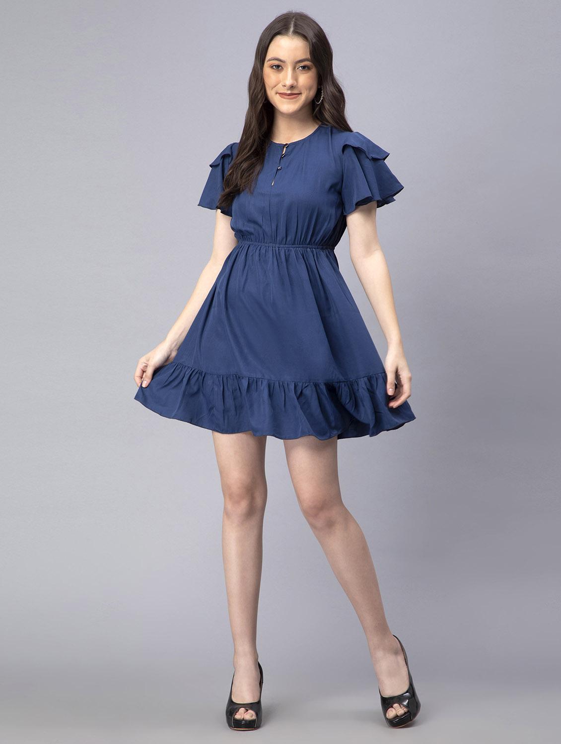 women solid back detailed tiered dress - 19905834 -  Zoom Image - 0