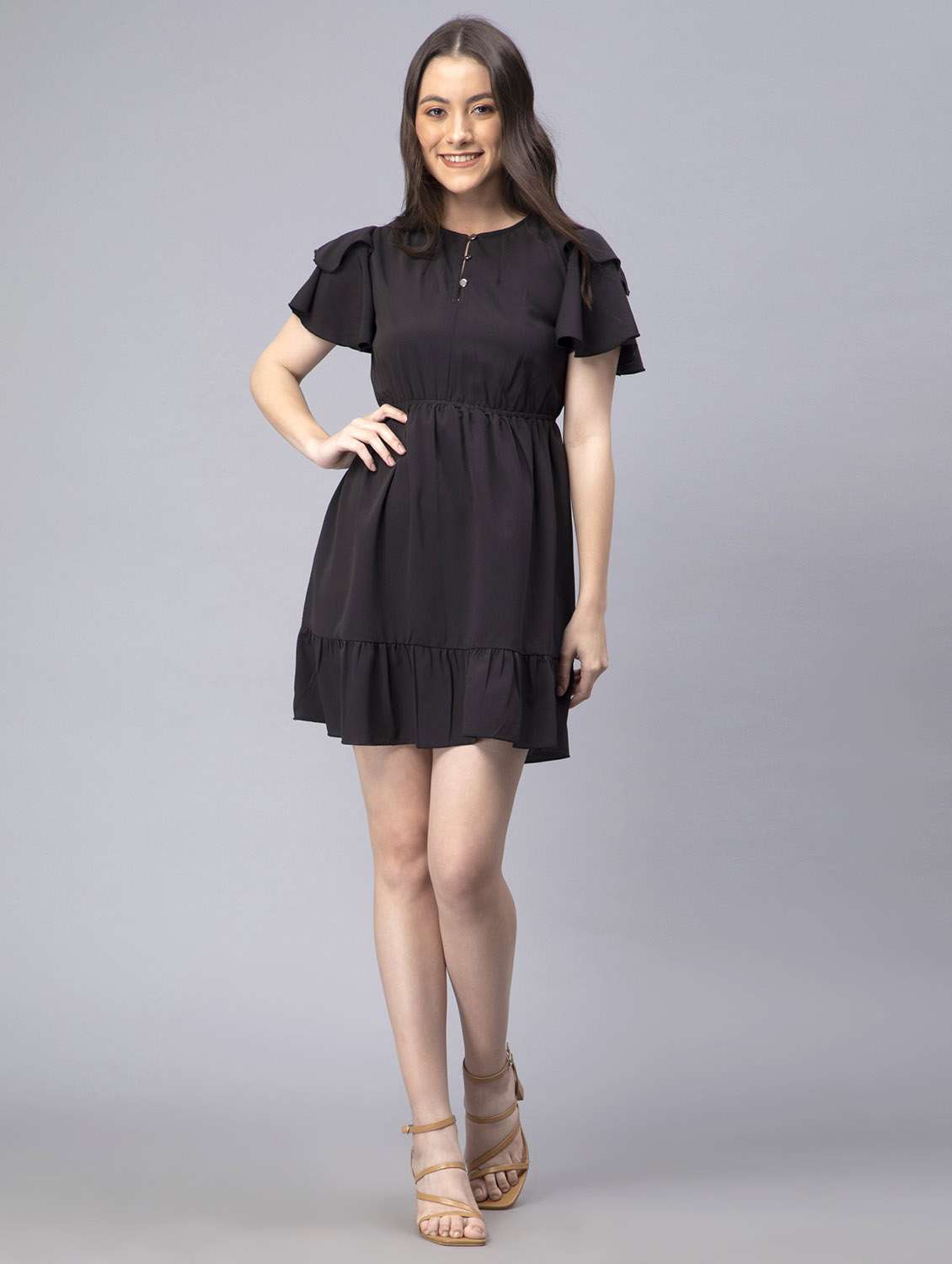 women's tiered dress solid dress