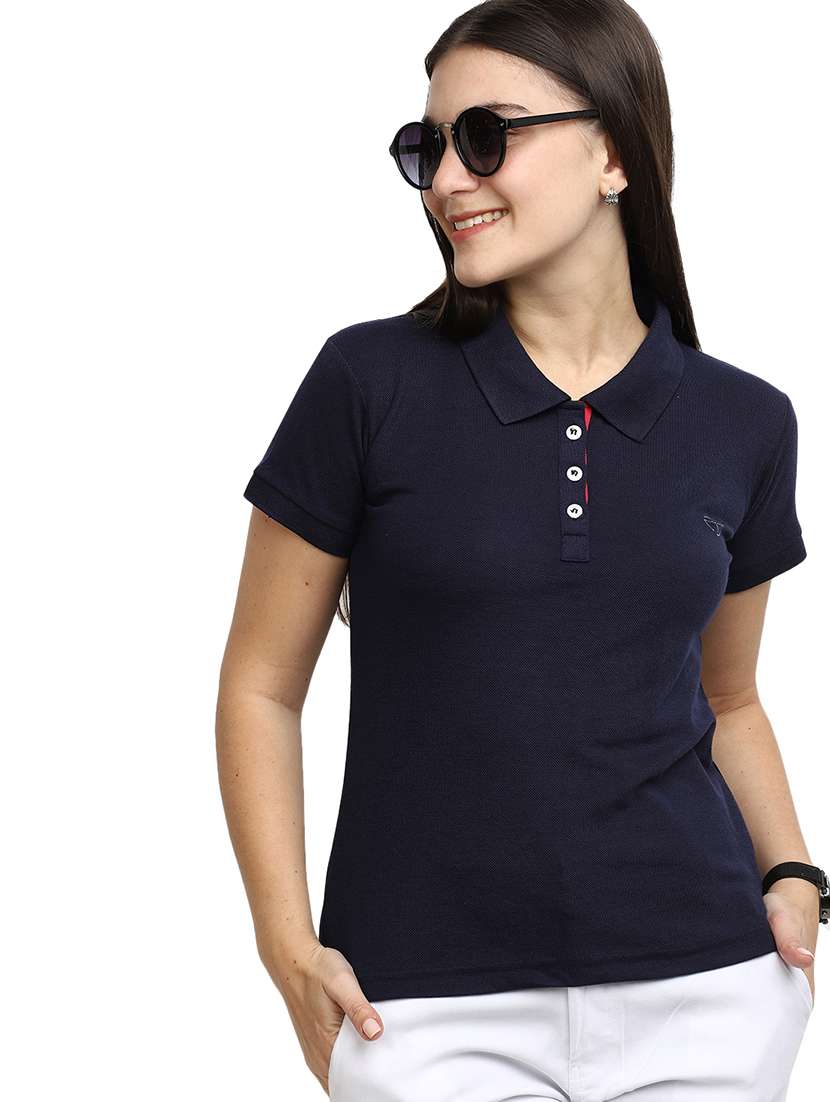 women's plain polo neck t-shirt - 19906176 -  Standard Image - 1