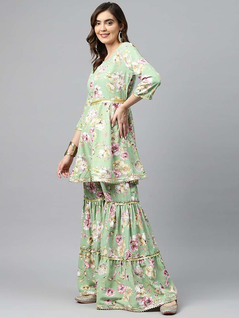 printed kurta sharara set with dupatta - 19906273 -  Standard Image - 1