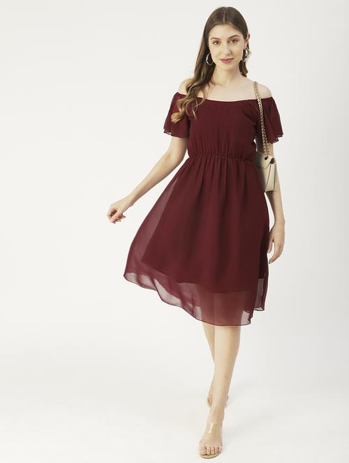 women's fit & flare solid dress - 19907199 -  Standard Image - 0