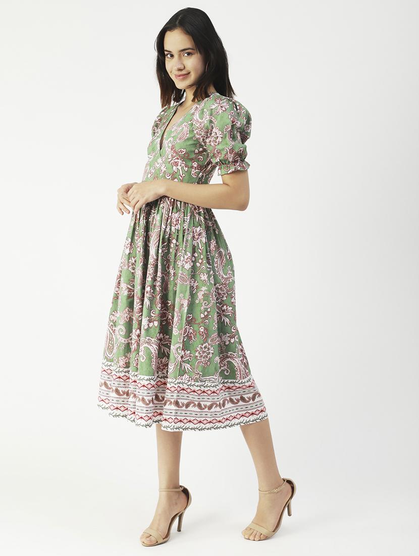 women's fit & flare paisley dress - 19907202 - Standard Image - 1