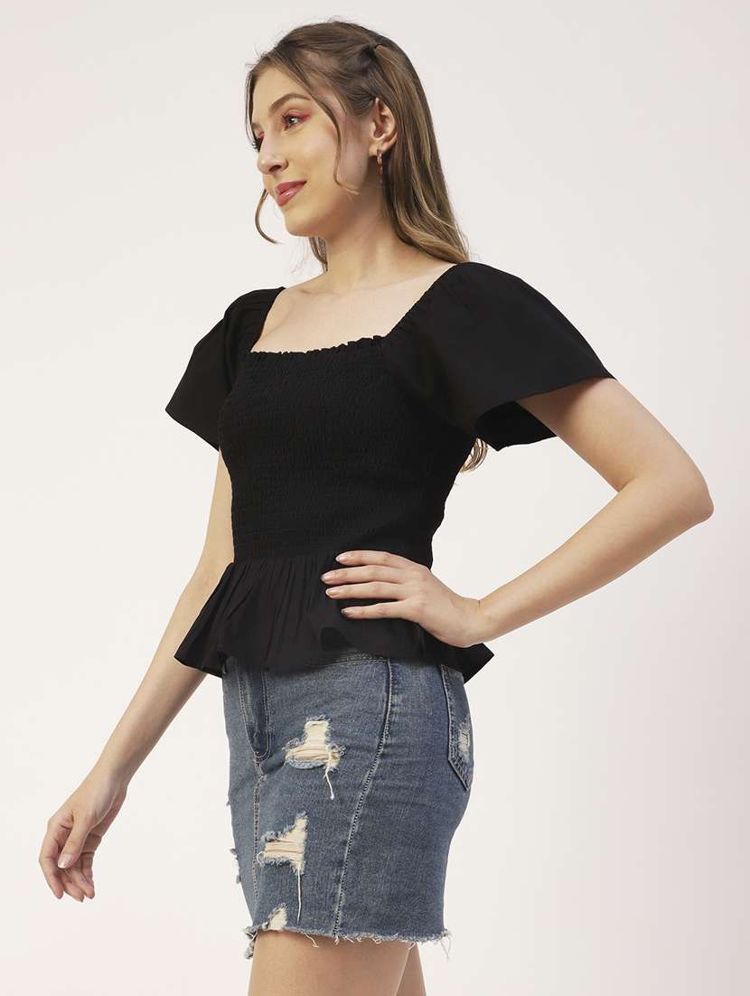 women's peplum square neck top