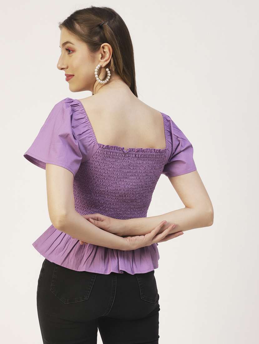 women's peplum square neck top - 19907262 - Standard Image - 1