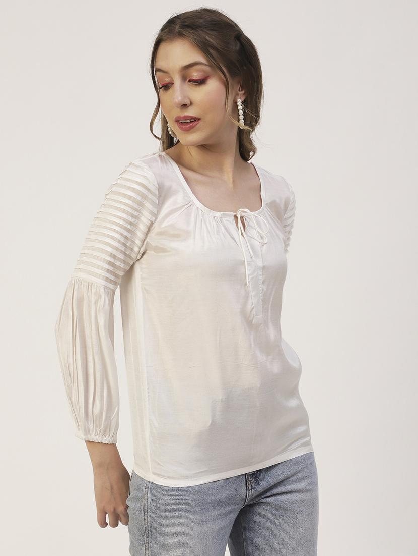 women's straight tie-up neck top - 19907279 -  Standard Image - 1