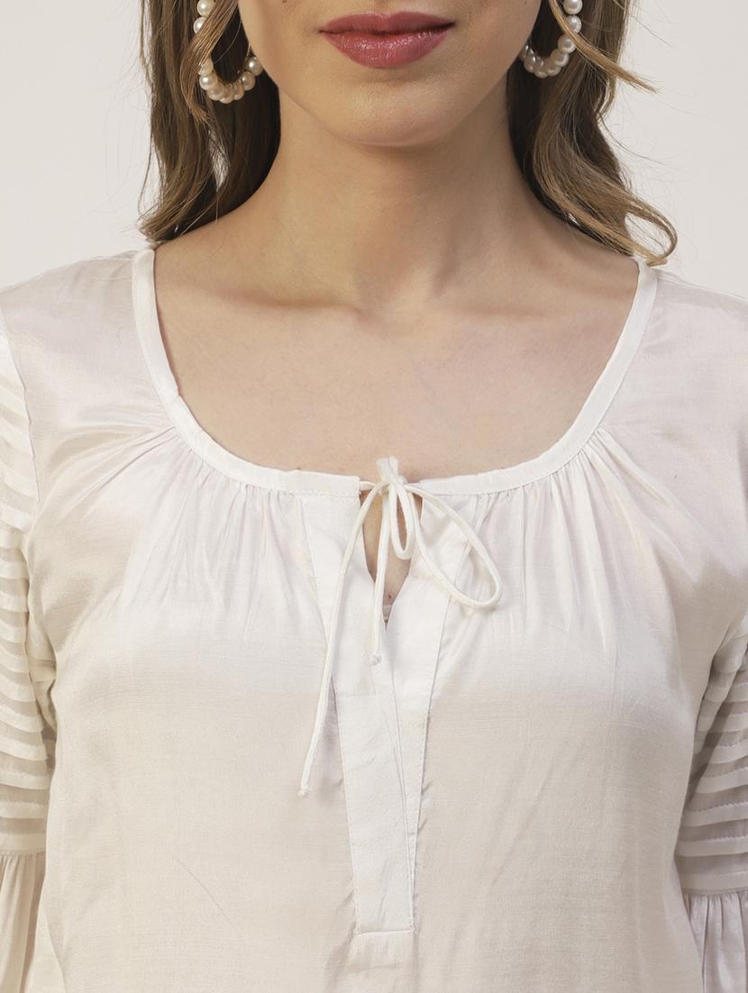 women's straight tie-up neck top - 19907279 - Standard Image - 4