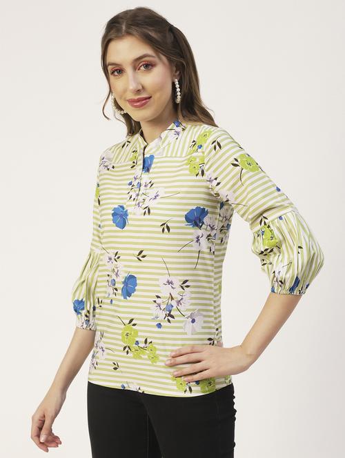 women's straight mandarin neck top - 19907285 - Standard Image - 0