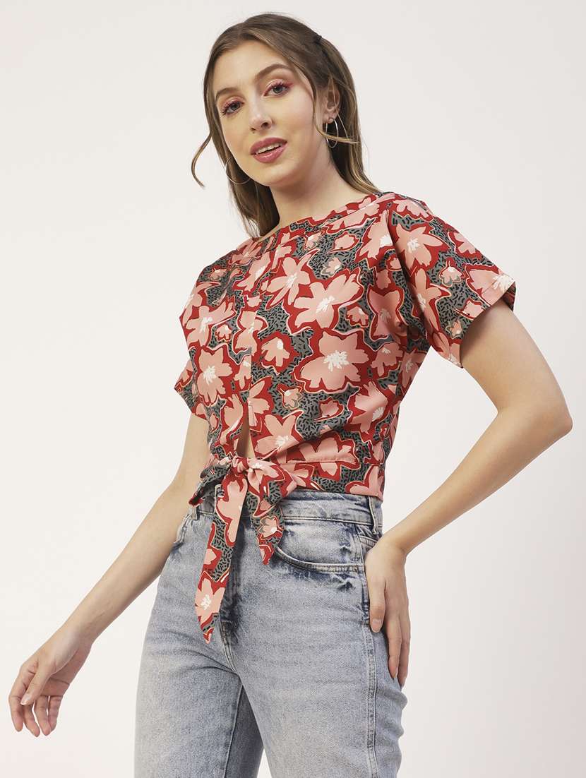 women's crop crew neck top