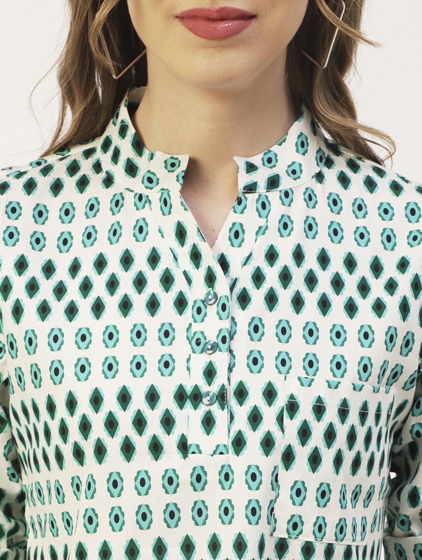 women's crop mandarin neck top - 19907313 - Standard Image - 4