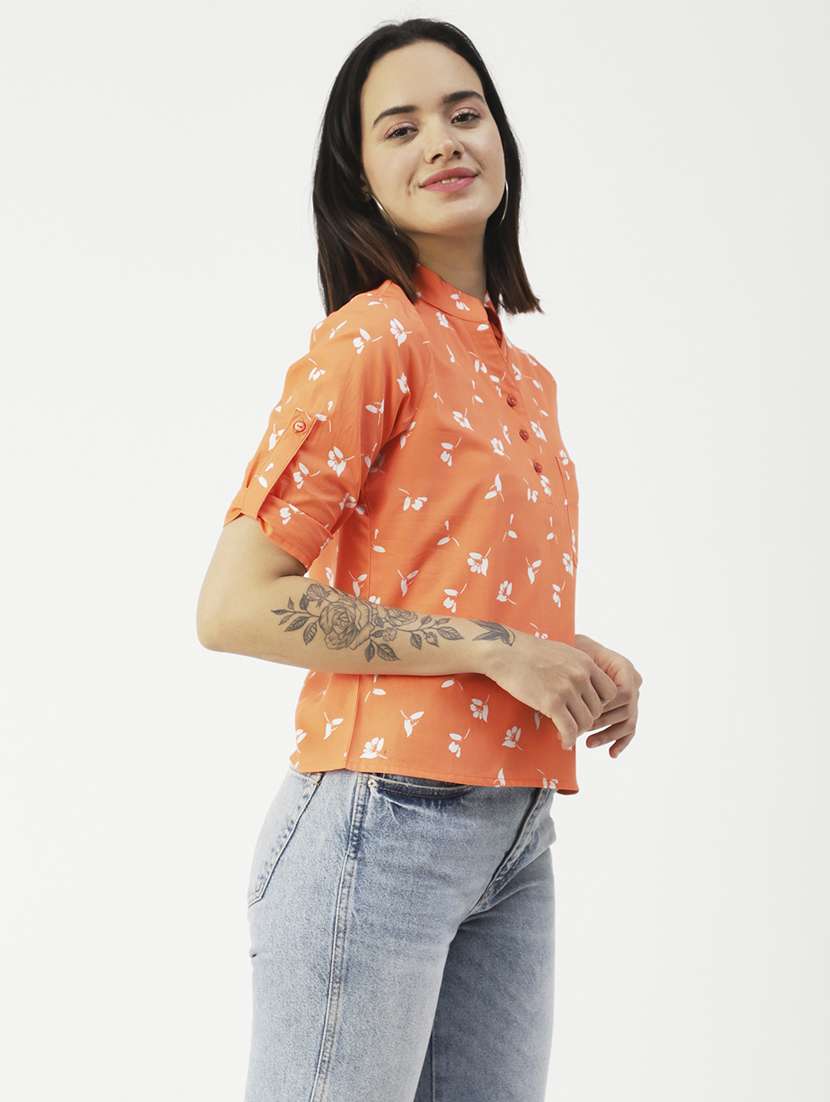 women's straight mandarin neck top - 19907315 -  Standard Image - 1