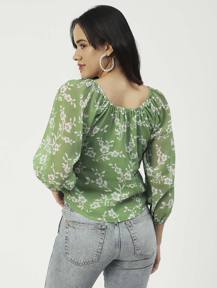 women green floral printed regular  top - 19907327 -  Standard Image - 1