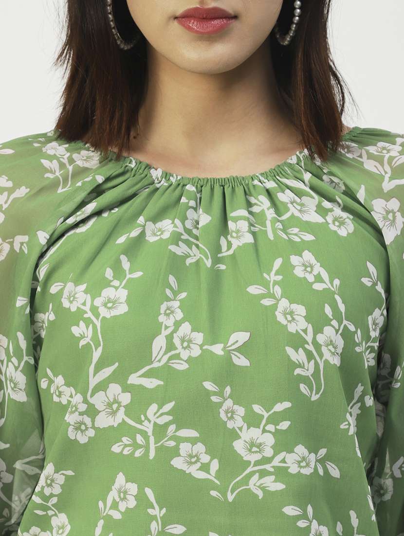 women green floral printed regular  top - 19907327 -  Standard Image - 4