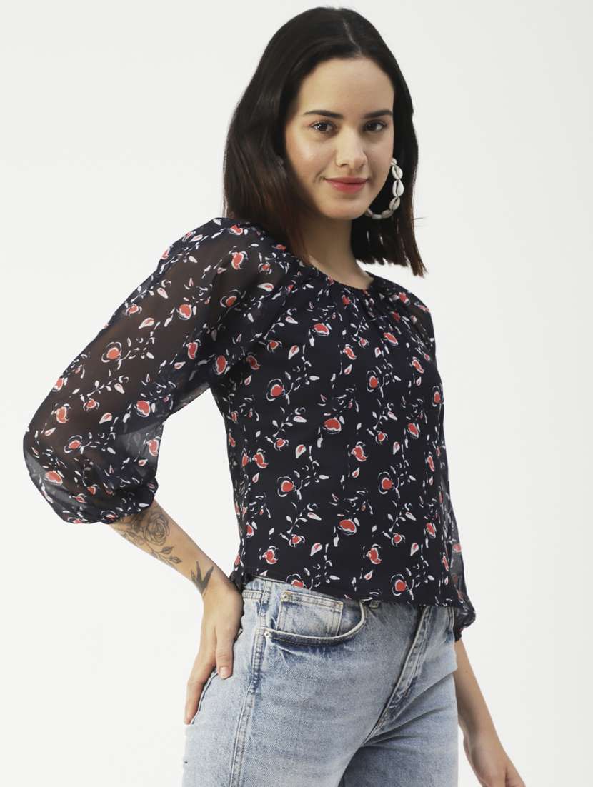 women's straight round neck top