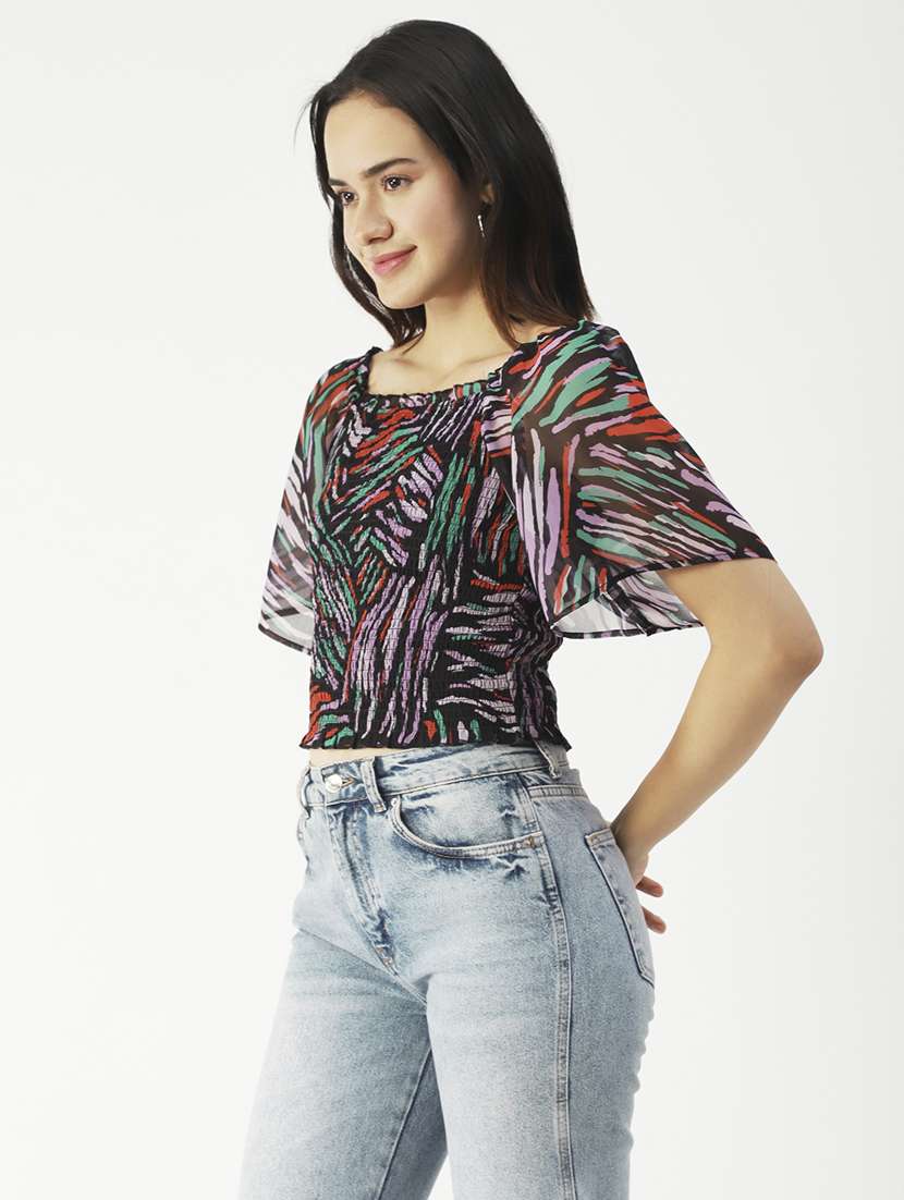 women's crop square neck top