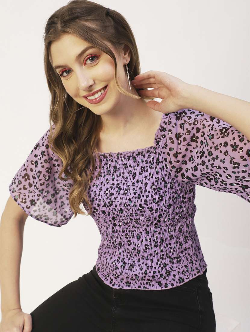 women's blouson square neck top - 19907335 -  Standard Image - 1