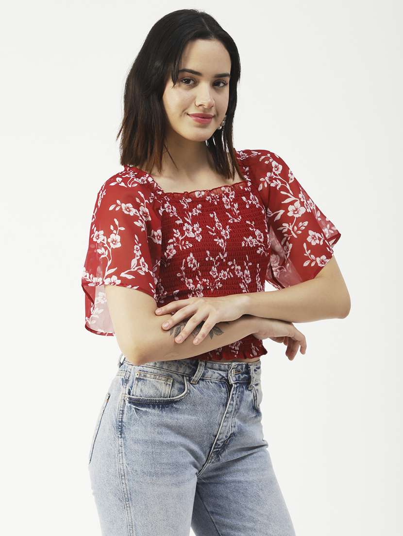 women's crop round neck top - 19907336 -  Standard Image - 1