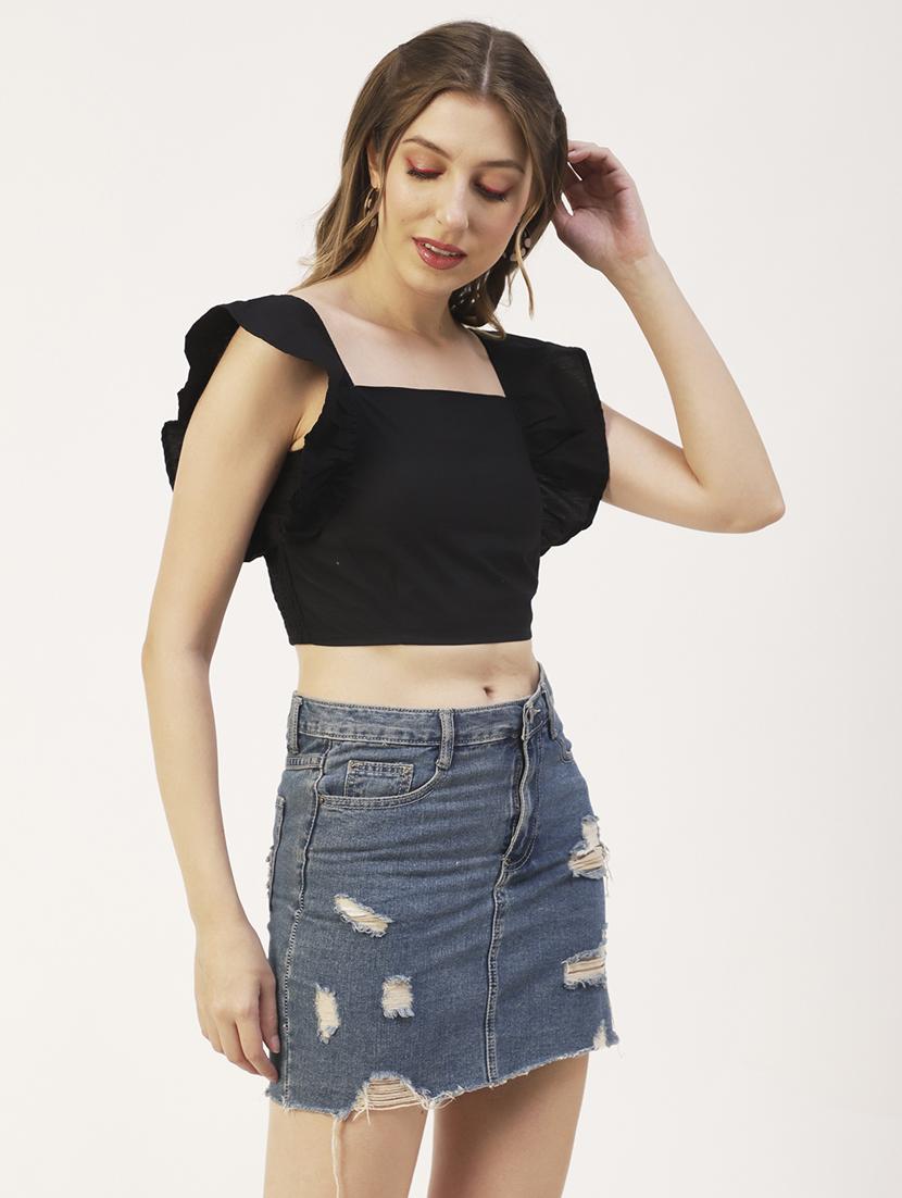 women's crop square neck top - 19907382 -  Standard Image - 1