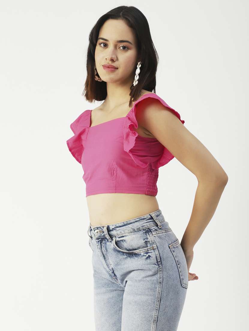 women's crop square neck top