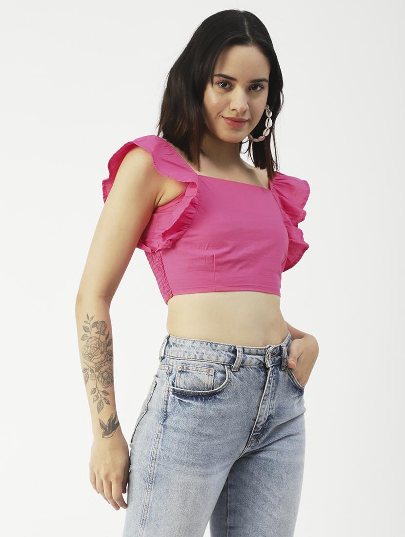 women's crop square neck top - 19907383 - Standard Image - 1