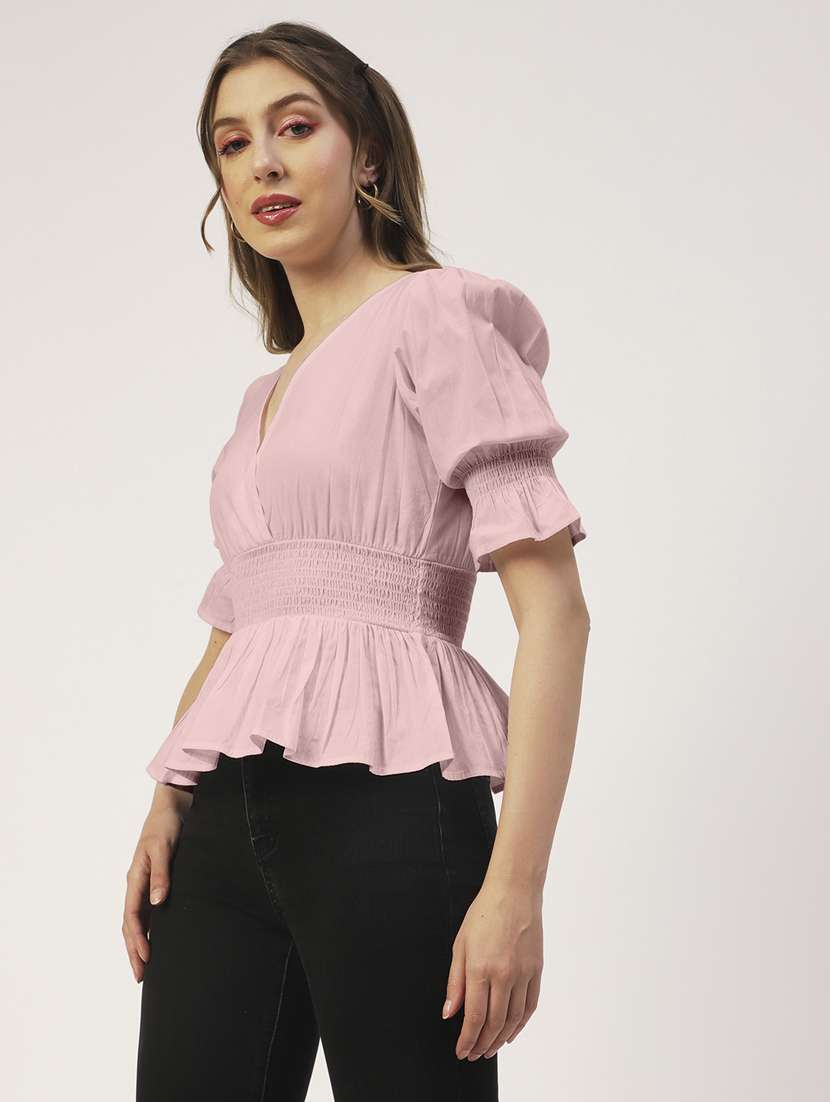 women's peplum v neck top - 19907386 -  Standard Image - 1