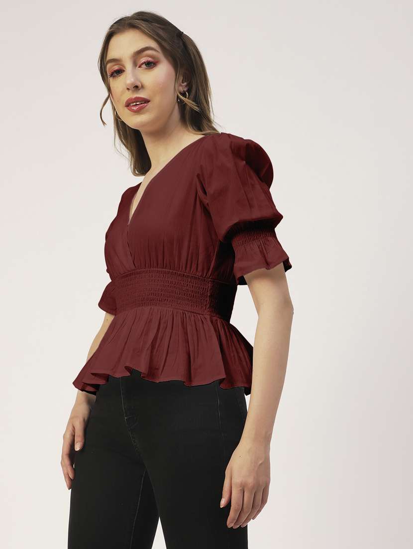 women's peplum v neck top - 19907387 -  Standard Image - 1
