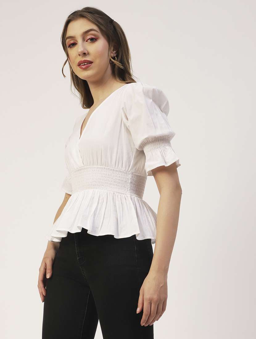 women's peplum v neck top - 19907389 -  Standard Image - 1