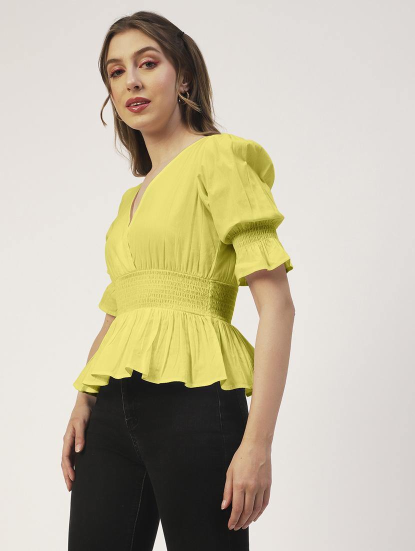 women's peplum v neck top - 19907390 - Standard Image - 1