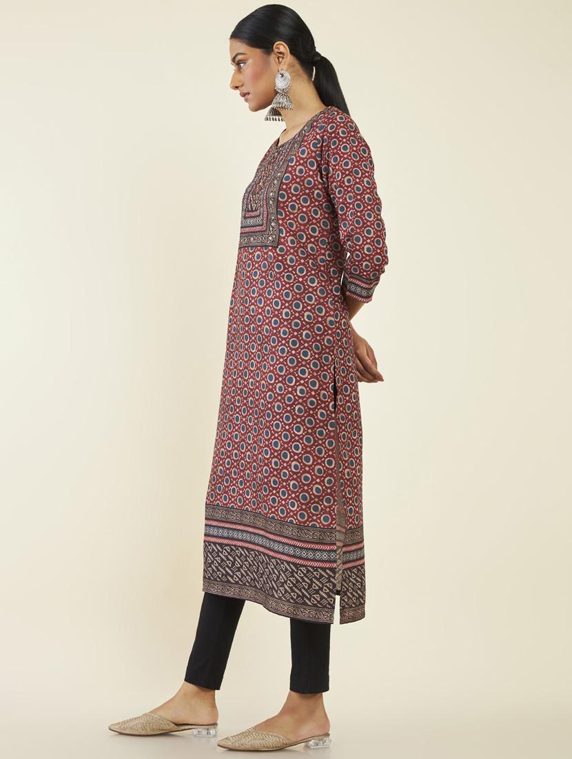 printed polyester a-line kurta - 19907477 - Standard Image - 1