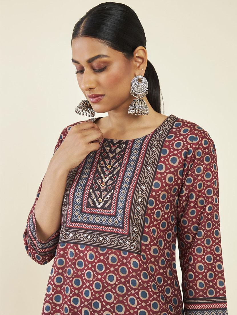 printed polyester a-line kurta - 19907477 - Standard Image - 4