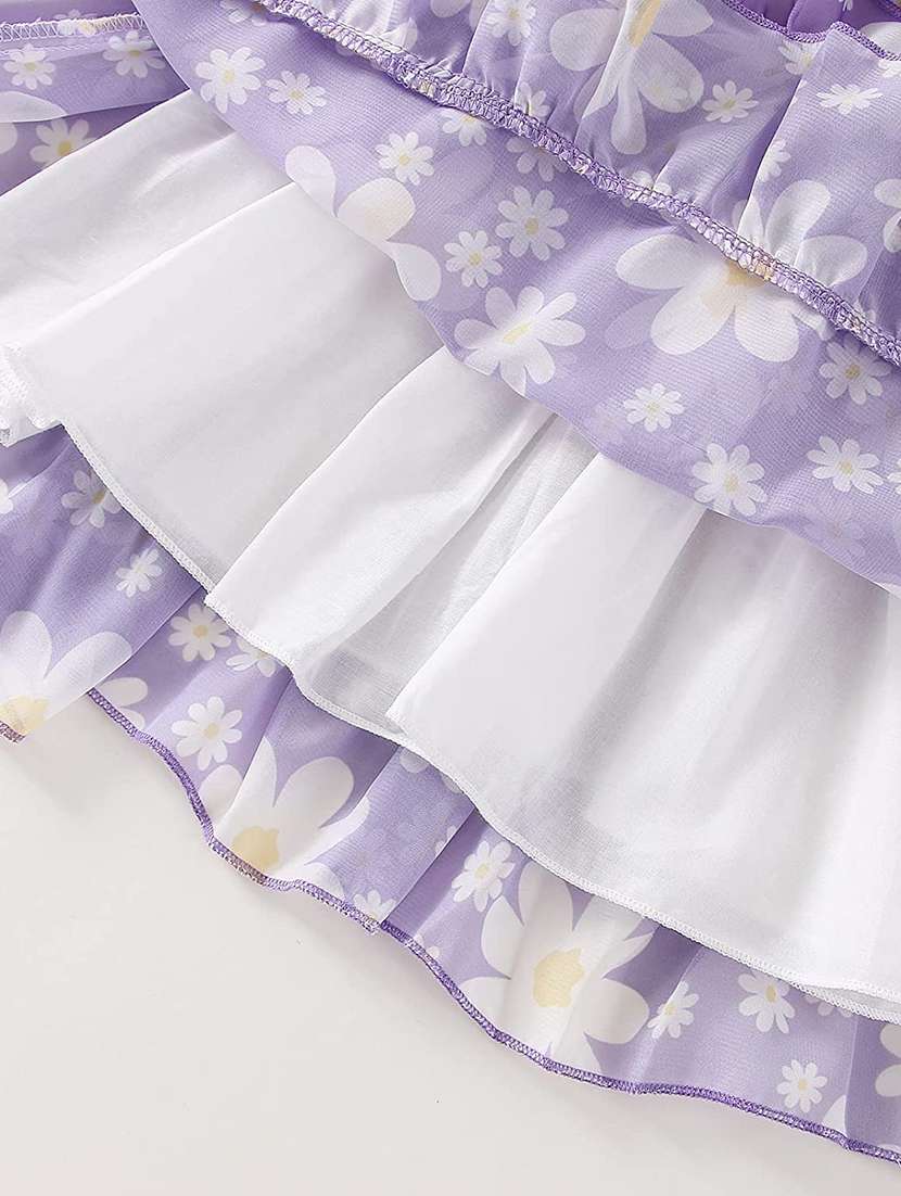 Girls Shoulder Strap Cold Shoulder Frock