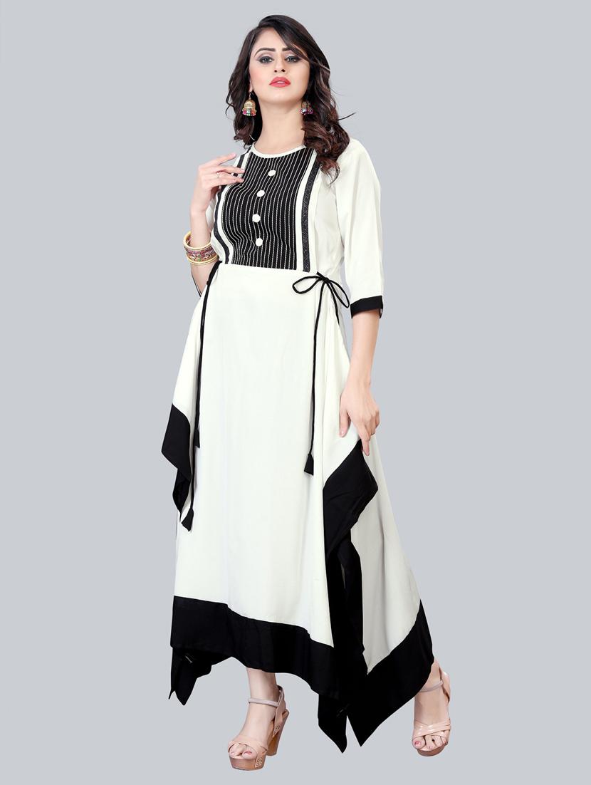 round neck tiered asymmetric kurta - 19908120 - Standard Image - 1