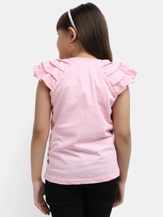 girls printed round neck regular tee - 19908624 - Standard Image - 1