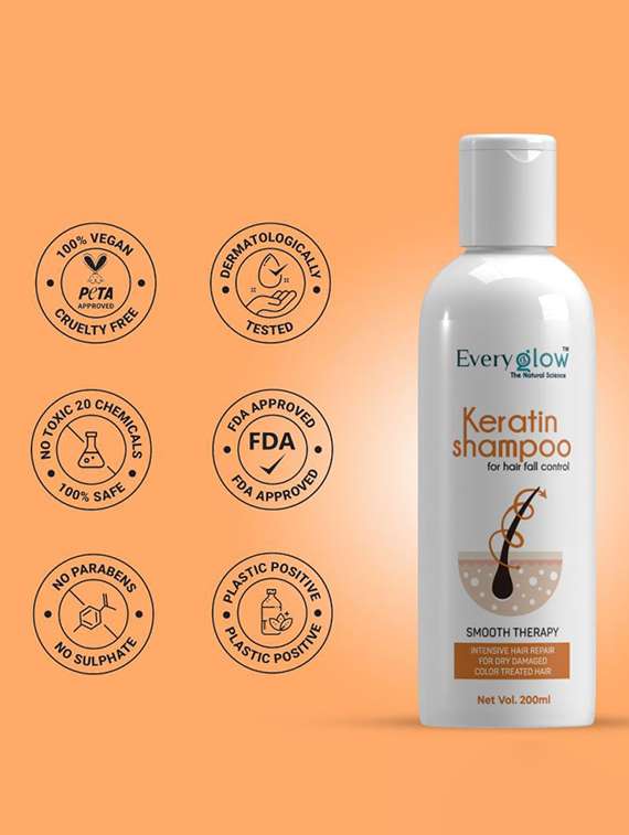 Everyglow Keratin Shampoo For All Types Hair Freefrom Parabens And Sulphate 