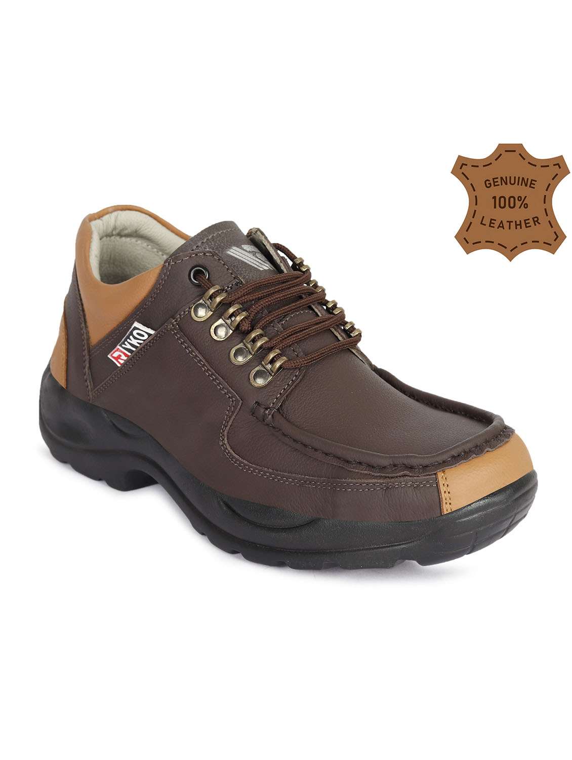 brown solid lace up causal shoe