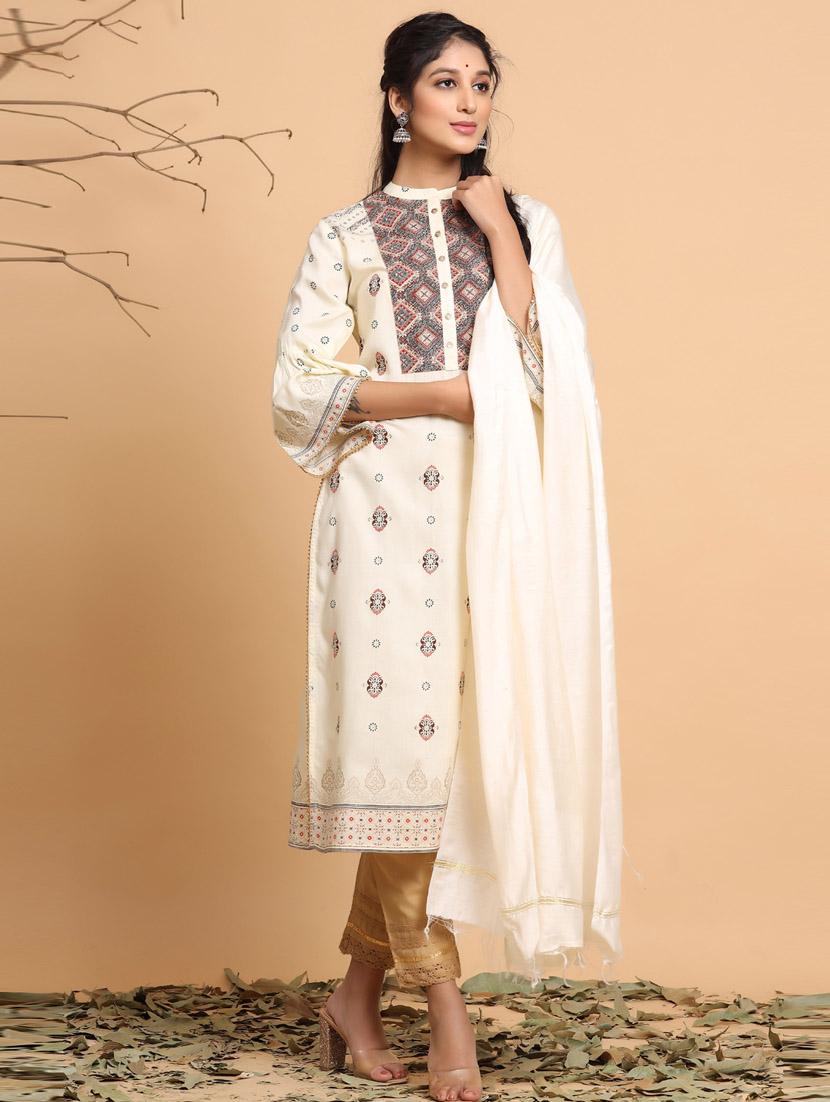 ethnic motif kurta pant set with dupatta   - 19910243 -  Standard Image - 1