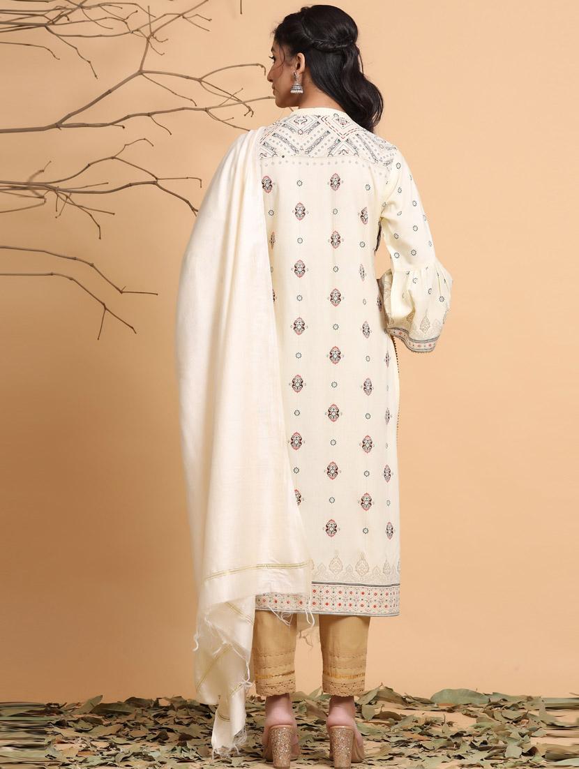 ethnic motif kurta pant set with dupatta - 19910243 - Standard Image - 4