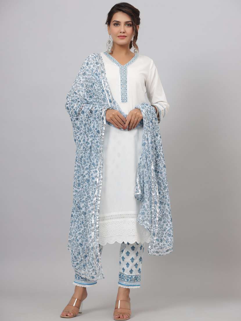 printed kurta pant set with dupatta  