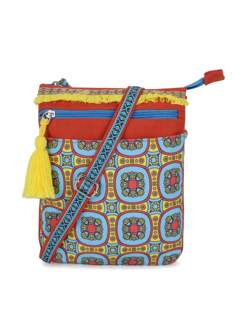 orange cotton polyester blend sling bag - 19910263 - Zoom Image - 0