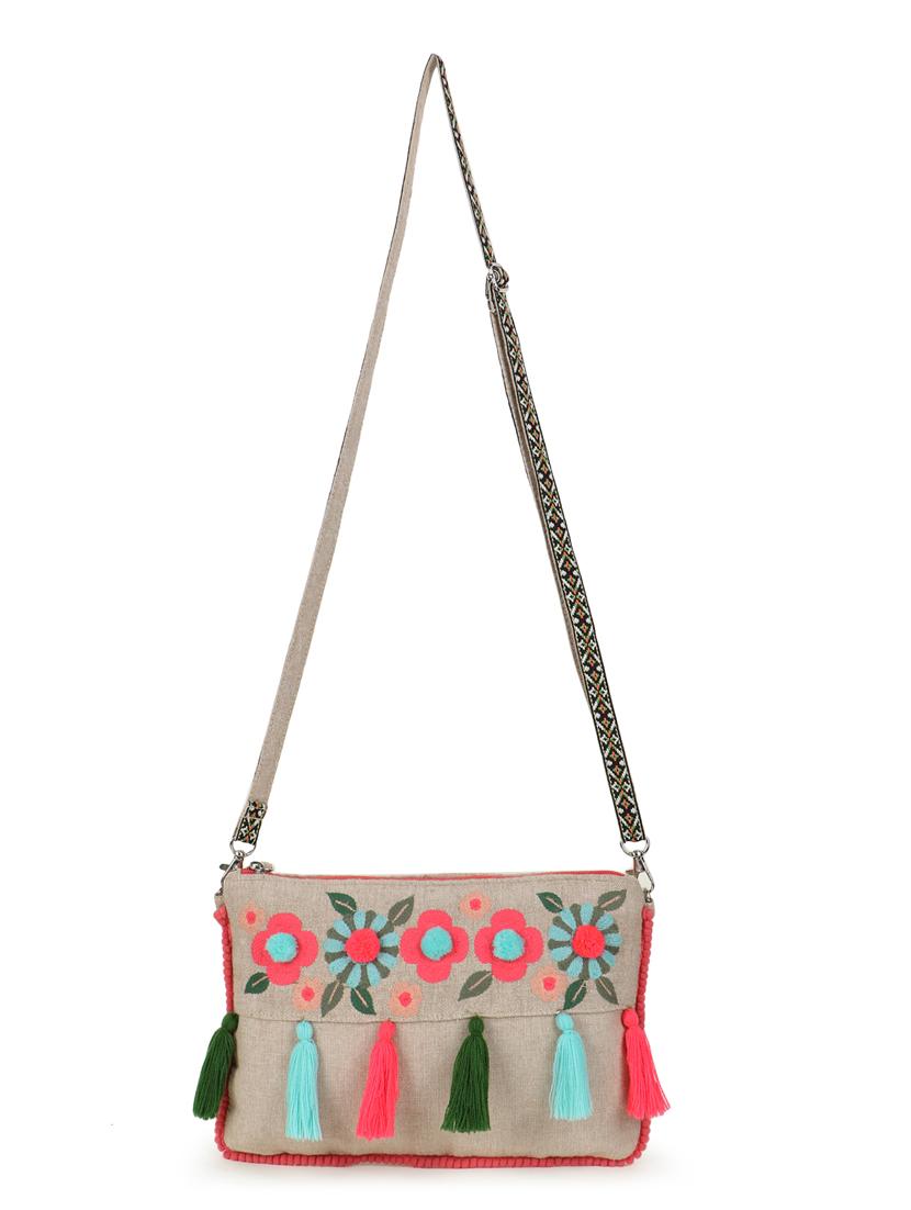 beige canvas sling bag - 19910268 - Standard Image - 6