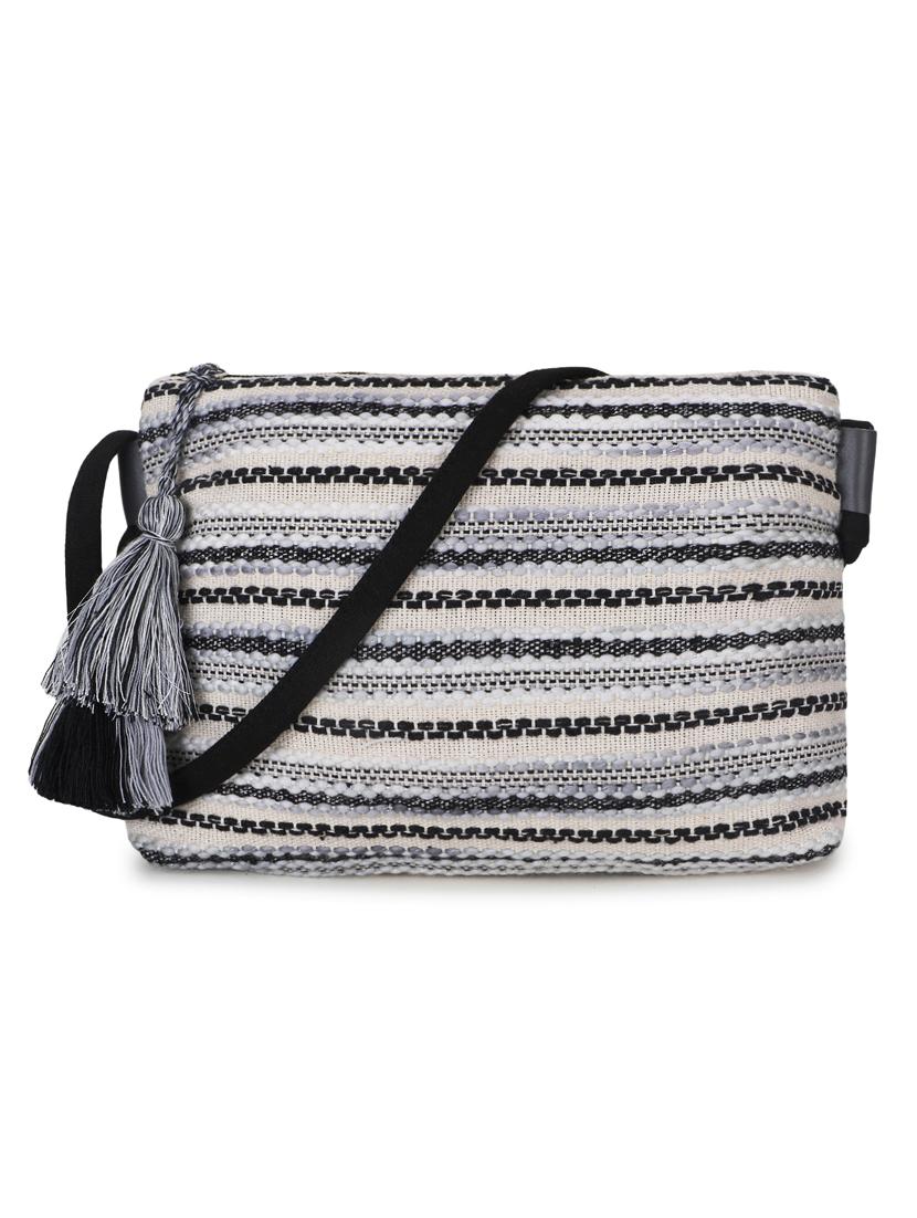 black cotton polyester blend sling bag - 19910269 - Zoom Image - 0