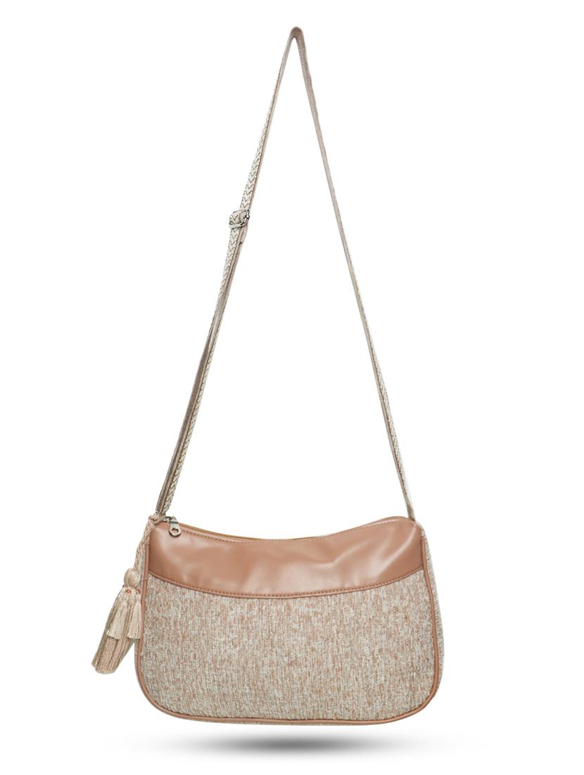 tan cotton polyester blend sling bag - 19910271 - Standard Image - 6