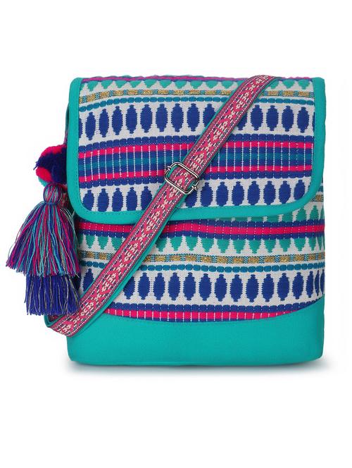 blue cotton sling bag - 19910273 -  Standard Image - 0