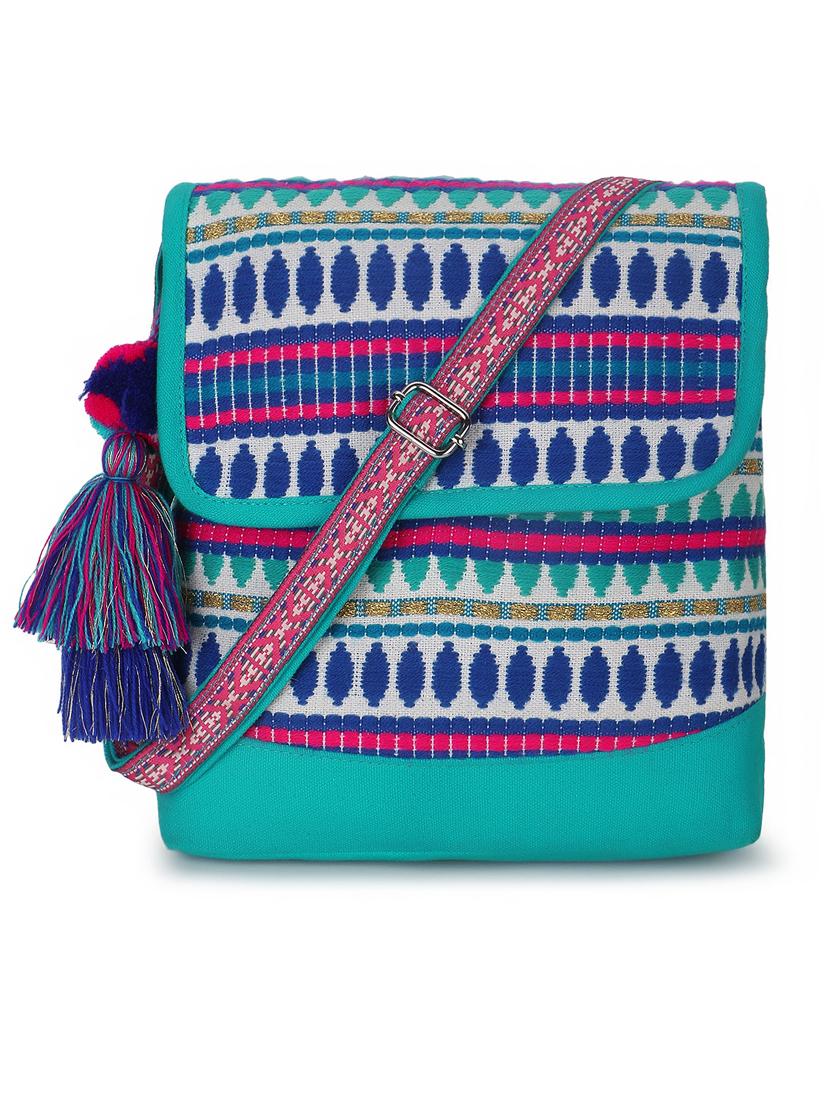 blue cotton sling bag - 19910273 -  Zoom Image - 0