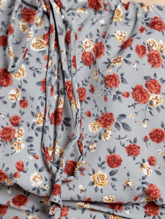 grey floral print off shoulder crop top - 19910746 - Standard Image - 4