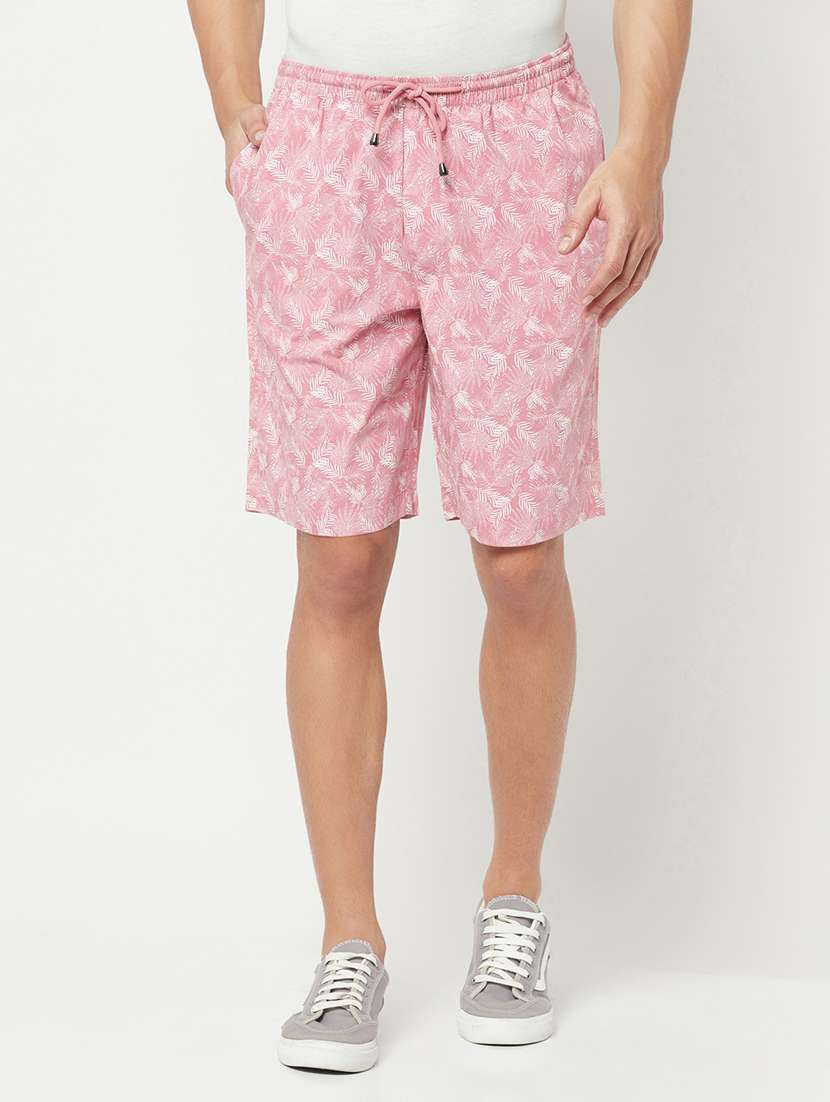 men pink printed shorts