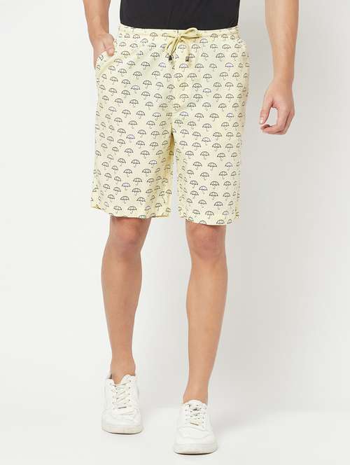 men yellow printed shorts - 19910863 - Standard Image - 0