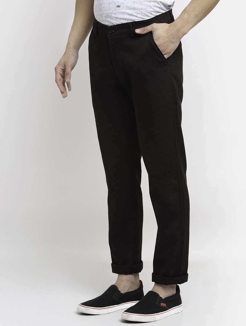 brown cotton chinos casual trousers - 19911307 -  Standard Image - 1