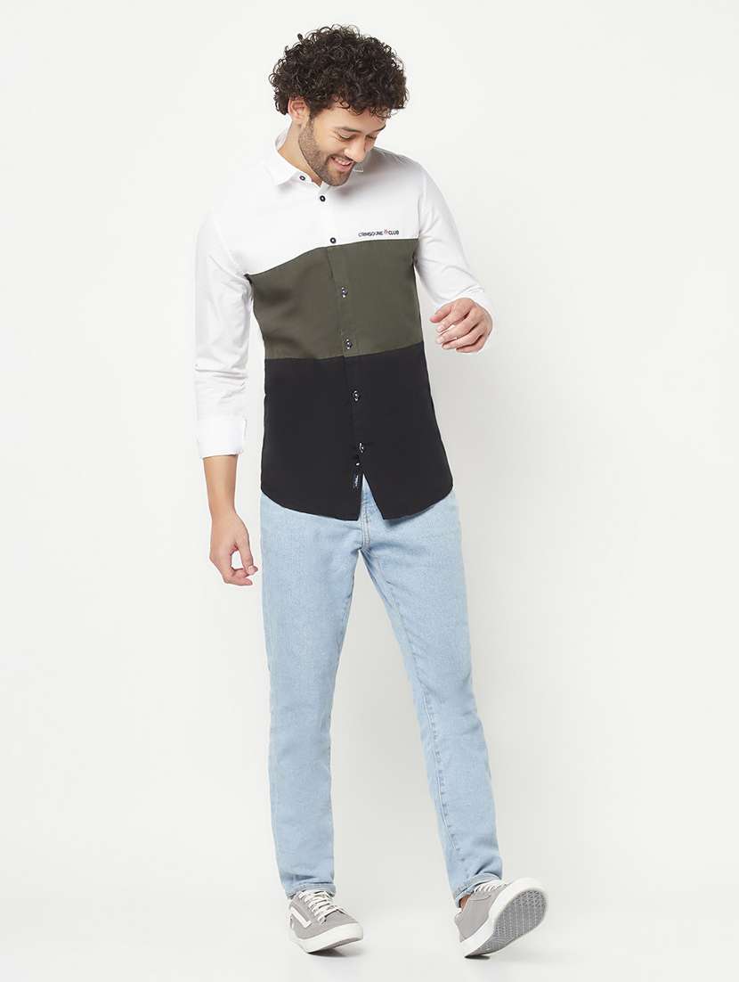 mens color block casual shirt - 19911460 - Standard Image - 4