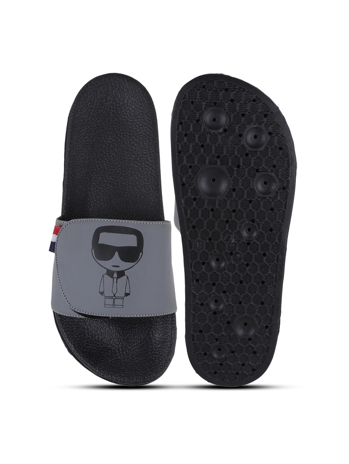 grey rubber slip on flip flops - 19912396 - Standard Image - 4