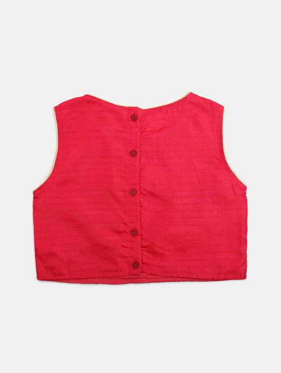 red embroidered plain saree - 19912851 -  Standard Image - 1